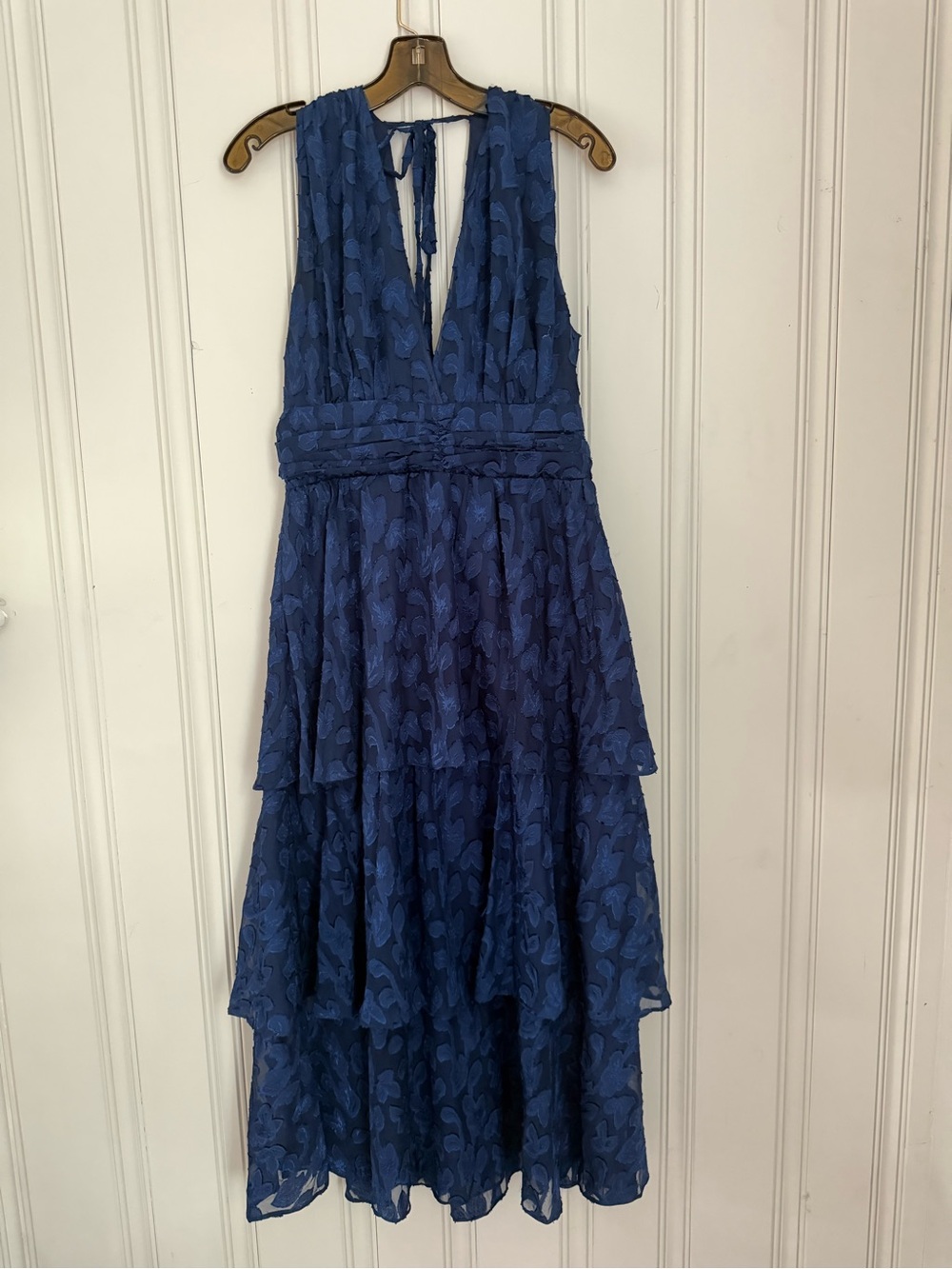 Lulu's Royal Blue Tiered V-Neck Midi Dress